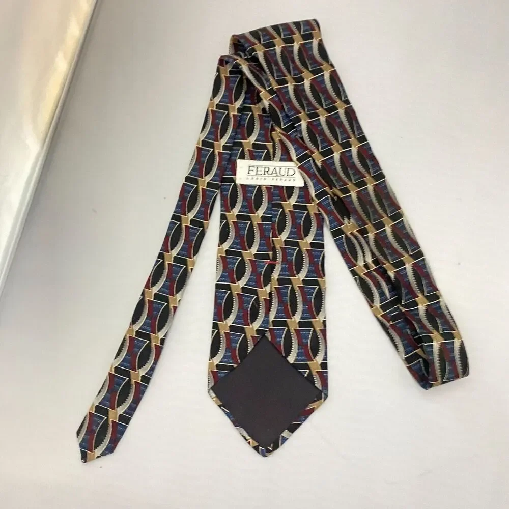 #5588 Feraud Louis Feraud Abstract Multicolored Men's Necktie, Tie 59X3.75